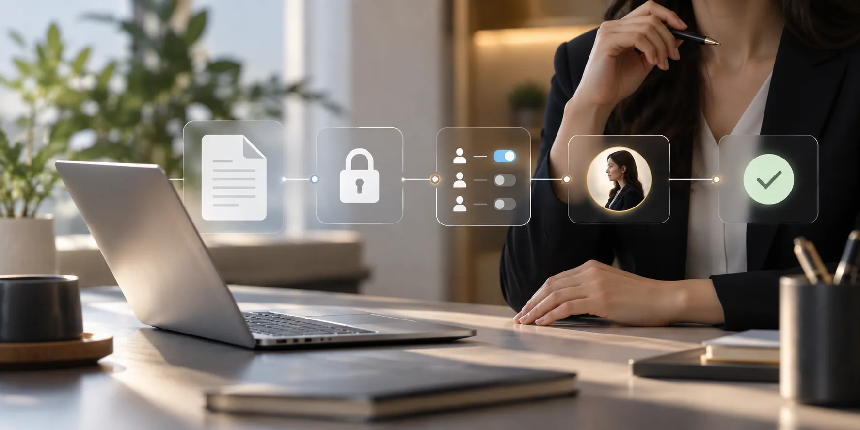 Secure administrative document workflow with access controls and human review.