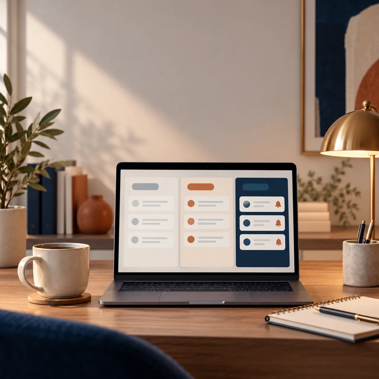 Business owner reviewing a simple client inquiry tracker with follow-up tasks on a laptop.